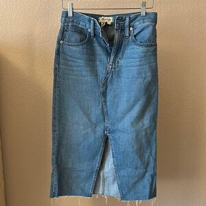 Madewell Blue Denim Midi Skirt